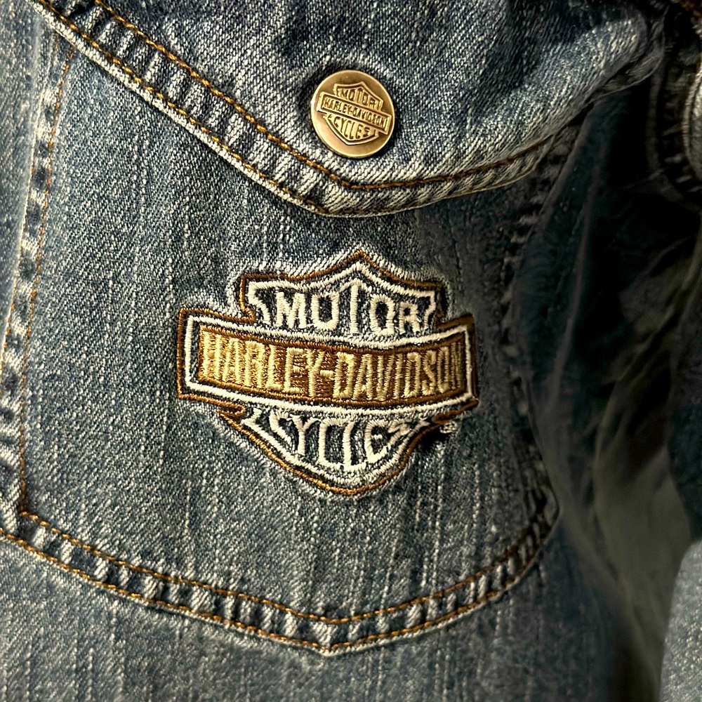 Harley Davidson denim snap button shirt, size S